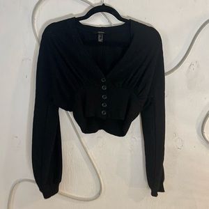 Cropped Cinch Black Long Sleeve/ Sweater